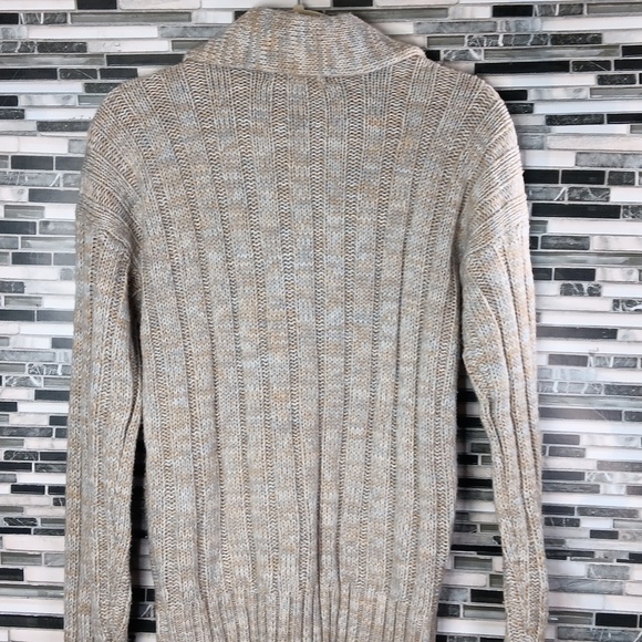 Men's Beige/grey Cable Knit Sweater M Fisherman Longsleeve Pullover Vintage - Picture 9 of 12